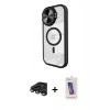 MARSİLYAN™- iPhone 15 Pro Kılıf Kıvılcım Modern Koleksiyonu - Siyah Joko 5D Cam + Raze Metal Kamera Lens - TMGI