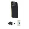 MARSİLYAN™- iPhone 15 Pro Kılıf Kıvılcım Modern Özel Seri - Şeffaf Pasifik Cam Ekran Koruyucu + Raze Metal Kamera Lens - TMGI