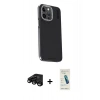 MARSİLYAN™- iPhone 15 Pro Kılıf Kıvılcım Modern Özel Seri - Şeffaf Pasifik Cam Ekran Koruyucu + Siyah Raze Metal Kamera Lens