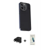 MARSİLYAN™- iPhone 15 Pro Kılıf Kıvılcım Modern Özel Seri - Şeffaf Pasifik Cam Ekran Koruyucu + Siyah Raze Metal Kamera Lens