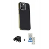 MARSİLYAN™- iPhone 15 Pro Kılıf Kıvılcım Modern Özel Seri - Şeffaf Royal Nano Ekran Koruyucu + Siyah Raze Metal Kamera Lens