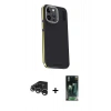 MARSİLYAN™- iPhone 15 Pro Kılıf Kıvılcım Modern Özel Seri - Siyah 360 Mat Full Body Arka Koruyucu + Raze Metal Kamera Lens - GS