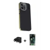 MARSİLYAN™- iPhone 15 Pro Kılıf Kıvılcım Modern Özel Seri - Siyah 360 Mat Full Body Arka Koruyucu + Raze Metal Kamera Lens - SH