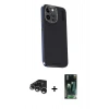 MARSİLYAN™- iPhone 15 Pro Kılıf Kıvılcım Modern Özel Seri - Siyah 360 Mat Full Body Arka Koruyucu + Raze Metal Kamera Lens - GS