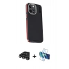 MARSİLYAN™- iPhone 15 Pro Kılıf Kıvılcım Modern Özel Seri - Siyah 3D Antistatik Cam Ekran Koruyucu + Titanyum Gri Raze Metal Kamera Lens