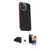 MARSİLYAN™- iPhone 15 Pro Kılıf Kıvılcım Modern Özel Seri - Siyah 3D Antistatik Mat Seramik Nano Ekran Koruyucu + Raze Metal Kamera Lens - SH