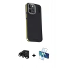 MARSİLYAN™- iPhone 15 Pro Kılıf Kıvılcım Modern Özel Seri - Siyah 3D Antistatik Seramik Nano Ekran Koruyucu + Raze Metal Kamera Lens - SH