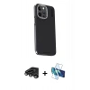MARSİLYAN™- iPhone 15 Pro Kılıf Kıvılcım Modern Özel Seri - Siyah 3D Antistatik Seramik Nano Ekran Koruyucu + Titanyum Gri Raze Metal Kamera Lens