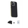 MARSİLYAN™- iPhone 15 Pro Kılıf Kıvılcım Modern Özel Seri - Siyah Bilvis 0.18mm Plus Cam Ekran Koruyucu + Raze Metal Kamera Lens - SH