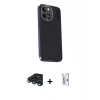 MARSİLYAN™- iPhone 15 Pro Kılıf Kıvılcım Modern Özel Seri - Siyah Bilvis 0.18mm Plus Cam Ekran Koruyucu + Raze Metal Kamera Lens - LT
