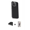 MARSİLYAN™- iPhone 15 Pro Kılıf Kıvılcım Modern Özel Seri - Siyah Bilvis 3D Cam Ekran Koruyucu + Raze Metal Kamera Lens - GS