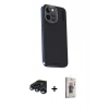 MARSİLYAN™- iPhone 15 Pro Kılıf Kıvılcım Modern Özel Seri - Siyah Bilvis 3D Cam Ekran Koruyucu + Raze Metal Kamera Lens - LT