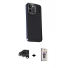 MARSİLYAN™- iPhone 15 Pro Kılıf Kıvılcım Modern Özel Seri - Siyah Bilvis 3D Cam Ekran Koruyucu + Raze Metal Kamera Lens - GS