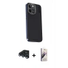 MARSİLYAN™- iPhone 15 Pro Kılıf Kıvılcım Modern Özel Seri - Siyah Bilvis 3D Mat Cam Ekran Koruyucu + Raze Metal Kamera Lens - LT