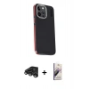 MARSİLYAN™- iPhone 15 Pro Kılıf Kıvılcım Modern Özel Seri - Siyah Bilvis 3D Mat Cam Ekran Koruyucu + Raze Metal Kamera Lens - TMGI