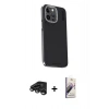 MARSİLYAN™- iPhone 15 Pro Kılıf Kıvılcım Modern Özel Seri - Siyah Bilvis 3D Mat Cam Ekran Koruyucu + Raze Metal Kamera Lens - TMGI