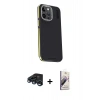 MARSİLYAN™- iPhone 15 Pro Kılıf Kıvılcım Modern Özel Seri - Siyah Bilvis 3D Mat Cam Ekran Koruyucu + Raze Metal Kamera Lens - LT