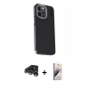 MARSİLYAN™- iPhone 15 Pro Kılıf Kıvılcım Modern Özel Seri - Siyah Bilvis 3D Mat Cam Ekran Koruyucu + Raze Metal Kamera Lens - GS