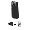 MARSİLYAN™- iPhone 15 Pro Kılıf Kıvılcım Modern Özel Seri - Siyah Bilvis 3D Mat Cam Ekran Koruyucu + Raze Metal Kamera Lens - SH