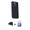 MARSİLYAN™- iPhone 15 Pro Kılıf Kıvılcım Modern Özel Seri - Siyah Bilvis 5in1 5D Magic Hayalet Cam Ekran Koruyucu + Raze Metal Kamera Lens - GS