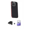 MARSİLYAN™- iPhone 15 Pro Kılıf Kıvılcım Modern Özel Seri - Siyah Bilvis 5in1 5D Magic Hayalet Cam Ekran Koruyucu + Raze Metal Kamera Lens - GS