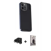 MARSİLYAN™- iPhone 15 Pro Kılıf Kıvılcım Modern Özel Seri - Siyah Bilvis Hayalet Cam Ekran Koruyucu + Raze Metal Kamera Lens - SH