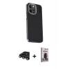 MARSİLYAN™- iPhone 15 Pro Kılıf Kıvılcım Modern Özel Seri - Siyah Bilvis Hayalet Cam Ekran Koruyucu + Raze Metal Kamera Lens - TMGI