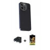 MARSİLYAN™- iPhone 15 Pro Kılıf Kıvılcım Modern Özel Seri - Siyah Buffer Cam Ekran Koruyucu + Raze Metal Kamera Lens - LT