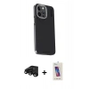 MARSİLYAN™- iPhone 15 Pro Kılıf Kıvılcım Modern Özel Seri - Siyah Joko 5D Cam + Raze Metal Kamera Lens - SH