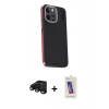 MARSİLYAN™- iPhone 15 Pro Kılıf Kıvılcım Modern Özel Seri - Siyah Joko 5D Cam + Raze Metal Kamera Lens - SH