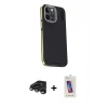 MARSİLYAN™- iPhone 15 Pro Kılıf Kıvılcım Modern Özel Seri - Siyah Joko 5D Cam + Raze Metal Kamera Lens - TMGI