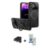 MARSİLYAN™- iPhone 15 Pro Kılıf Kıvılcım Modern Serisi - Şeffaf Royal Nano Ekran Koruyucu + Raze Metal Kamera Lens - GS