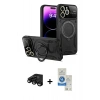 MARSİLYAN™- iPhone 15 Pro Kılıf Kıvılcım Modern Serisi - Şeffaf Royal Nano Ekran Koruyucu + Raze Metal Kamera Lens - SH