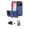 MARSİLYAN™- iPhone 15 Pro Kılıf Kıvılcım Modern Serisi - Siyah Bilvis Hayalet Cam Ekran Koruyucu + Raze Metal Kamera Lens - LT