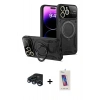 MARSİLYAN™- iPhone 15 Pro Kılıf Kıvılcım Modern Serisi - Siyah Joko 5D Cam + Raze Metal Kamera Lens - LT