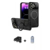 MARSİLYAN™- iPhone 15 Pro Kılıf Kıvılcım Modern Serisi - Siyah Joko Magic 5D Cam + Raze Metal Kamera Lens - GS