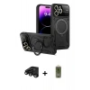 MARSİLYAN™- iPhone 15 Pro Kılıf Kıvılcım Modern Serisi - Siyah Joko Magic 5D Hayalet Cam + Raze Metal Kamera Lens - SH