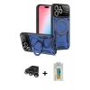 MARSİLYAN™- iPhone 15 Pro Kılıf Kıvılcım Modern Serisi - Siyah Polymer Nano Ekran Koruyucu + Raze Metal Kamera Lens - GS