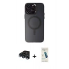 MARSİLYAN™- iPhone 15 Pro Kılıf Kozmos Çizgi Prime - Şeffaf Pasifik Cam Ekran Koruyucu + Raze Metal Kamera Lens - LT