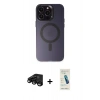 MARSİLYAN™- iPhone 15 Pro Kılıf Kozmos Çizgi Prime - Şeffaf Pasifik Cam Ekran Koruyucu + Raze Metal Kamera Lens - SH