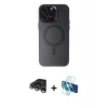 MARSİLYAN™- iPhone 15 Pro Kılıf Kozmos Çizgi Prime - Siyah 3D Antistatik Cam Ekran Koruyucu + Raze Metal Kamera Lens - GS