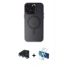 MARSİLYAN™- iPhone 15 Pro Kılıf Kozmos Çizgi Prime - Siyah 3D Antistatik Cam Ekran Koruyucu + Raze Metal Kamera Lens - LT