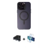 MARSİLYAN™- iPhone 15 Pro Kılıf Kozmos Çizgi Prime - Siyah 3D Antistatik Cam Ekran Koruyucu + Raze Metal Kamera Lens - LT