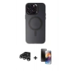 MARSİLYAN™- iPhone 15 Pro Kılıf Kozmos Çizgi Prime - Siyah 3D Antistatik Mat Seramik Nano Ekran Koruyucu + Raze Metal Kamera Lens - GS