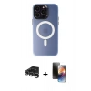 MARSİLYAN™- iPhone 15 Pro Kılıf Kozmos Çizgi Prime - Siyah 3D Antistatik Mat Seramik Nano Ekran Koruyucu + Raze Metal Kamera Lens - GS