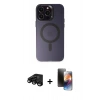 MARSİLYAN™- iPhone 15 Pro Kılıf Kozmos Çizgi Prime - Siyah 3D Antistatik Mat Seramik Nano Ekran Koruyucu + Raze Metal Kamera Lens - SH