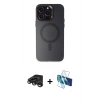MARSİLYAN™- iPhone 15 Pro Kılıf Kozmos Çizgi Prime - Siyah 3D Antistatik Seramik Nano Ekran Koruyucu + Raze Metal Kamera Lens - TMGI