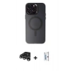 MARSİLYAN™- iPhone 15 Pro Kılıf Kozmos Çizgi Prime - Siyah Bilvis 0.18mm Plus Cam Ekran Koruyucu + Raze Metal Kamera Lens - GS