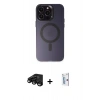 MARSİLYAN™- iPhone 15 Pro Kılıf Kozmos Çizgi Prime - Siyah Bilvis 0.18mm Plus Cam Ekran Koruyucu + Raze Metal Kamera Lens - SH