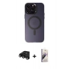 MARSİLYAN™- iPhone 15 Pro Kılıf Kozmos Çizgi Prime - Siyah Bilvis 3D Mat Cam Ekran Koruyucu + Raze Metal Kamera Lens - SH